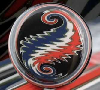 American Beauty Helix color scheme: red, white and blue swirl on black