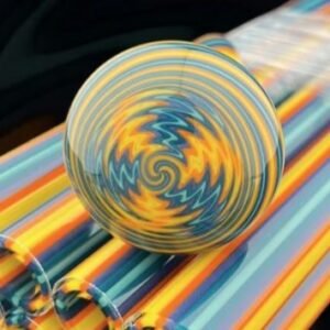 Sunshine Daydream Helix color scheme: yellow, teal and blue swirl
